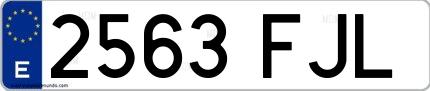 Ejemplo de matrícula española 2563 FJL
