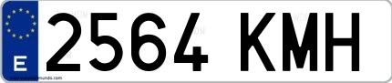 Ejemplo de matrícula española 2564 KMH