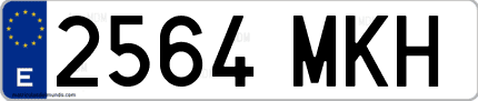 Ejemplo de matrícula de coche ordinaria 2564 MKH