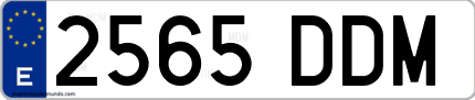 Ejemplo de matrícula de coche ordinaria 2565 DDM