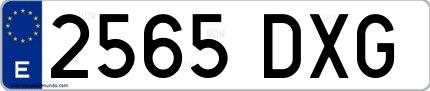 Ejemplo de matrícula española 2565 DXG