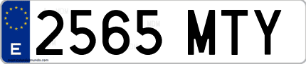 Ejemplo de matrícula de coche ordinaria 2565 MTY