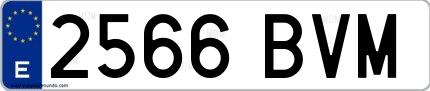 Ejemplo de matrícula española 2566 BVM