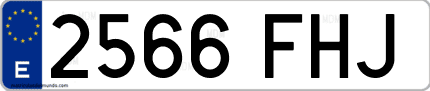 Ejemplo de matrícula de coche ordinaria 2566 FHJ
