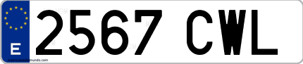 Ejemplo de matrícula de coche ordinaria 2567 CWL