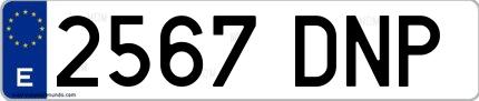 Ejemplo de matrícula española 2567 DNP