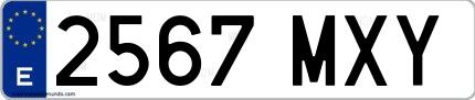 Ejemplo de matrícula española 2567 MXY