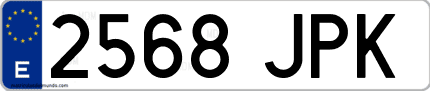Ejemplo de matrícula de coche ordinaria 2568 JPK