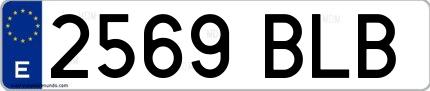 Ejemplo de matrícula española 2569 BLB
