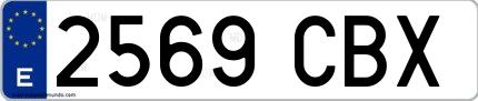Ejemplo de matrícula española 2569 CBX