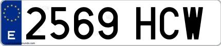 Ejemplo de matrícula española 2569 HCW