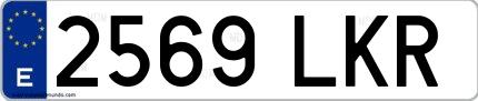 Ejemplo de matrícula española 2569 LKR