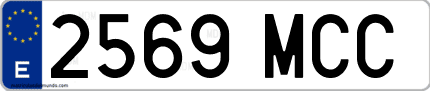 Ejemplo de matrícula de coche ordinaria 2569 MCC