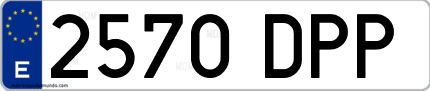 Ejemplo de matrícula de coche ordinaria 2570 DPP