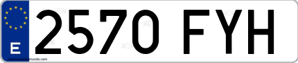 Ejemplo de matrícula de coche ordinaria 2570 FYH