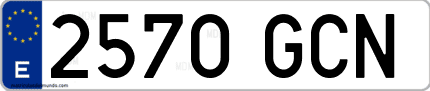 Ejemplo de matrícula de coche ordinaria 2570 GCN
