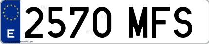 Ejemplo de matrícula española 2570 MFS