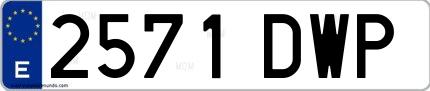 Ejemplo de matrícula española 2571 DWP