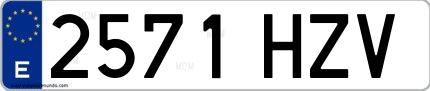 Ejemplo de matrícula española 2571 HZV