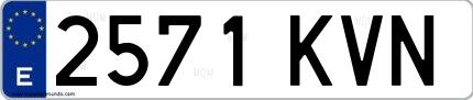 Ejemplo de matrícula española 2571 KVN