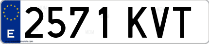 Ejemplo de matrícula de coche ordinaria 2571 KVT