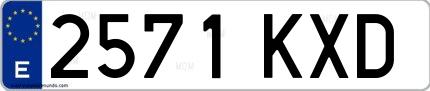 Ejemplo de matrícula española 2571 KXD