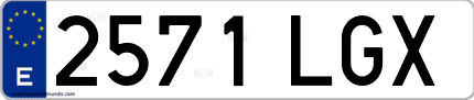 Ejemplo de matrícula de coche ordinaria 2571 LGX