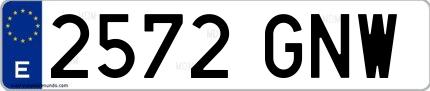 Ejemplo de matrícula española 2572 GNW