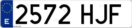 Ejemplo de matrícula española 2572 HJF