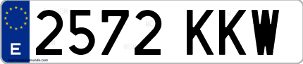 Ejemplo de matrícula de coche ordinaria 2572 KKW
