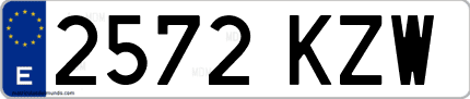 Ejemplo de matrícula de coche ordinaria 2572 KZW