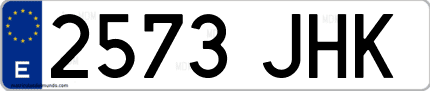 Ejemplo de matrícula de coche ordinaria 2573 JHK