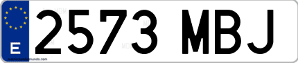 Ejemplo de matrícula de coche ordinaria 2573 MBJ