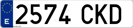 Ejemplo de matrícula de coche ordinaria 2574 CKD