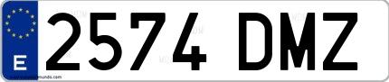 Ejemplo de matrícula española 2574 DMZ