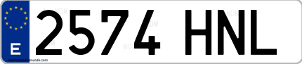 Ejemplo de matrícula de coche ordinaria 2574 HNL