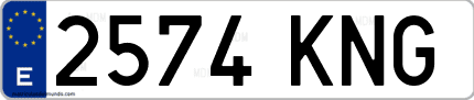 Ejemplo de matrícula de coche ordinaria 2574 KNG