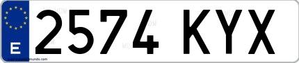 Ejemplo de matrícula española 2574 KYX