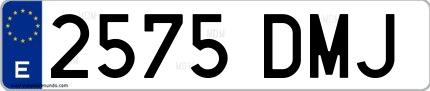 Ejemplo de matrícula española 2575 DMJ