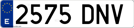 Ejemplo de matrícula de coche ordinaria 2575 DNV