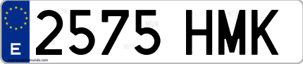 Ejemplo de matrícula de coche ordinaria 2575 HMK