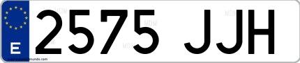 Ejemplo de matrícula española 2575 JJH