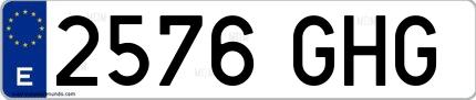 Ejemplo de matrícula española 2576 GHG