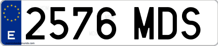 Ejemplo de matrícula de coche ordinaria 2576 MDS