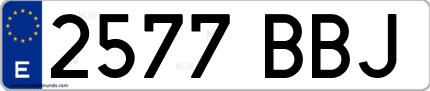 Ejemplo de matrícula de coche ordinaria 2577 BBJ