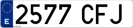 Ejemplo de matrícula de coche ordinaria 2577 CFJ