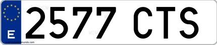 Ejemplo de matrícula española 2577 CTS