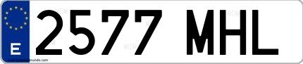 Ejemplo de matrícula española 2577 MHL