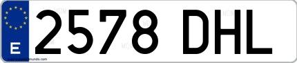Ejemplo de matrícula española 2578 DHL