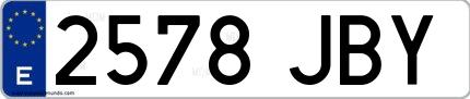 Ejemplo de matrícula española 2578 JBY